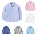 thumbnail image 1 of KKBOTIVE Kids Boys Polo Shirt Long Sleeve Button Down Lapel Shirts for Toddler Child Solid Color Tees School Preppy Tops, Grey Size: 6-7 Years, 1 of 4