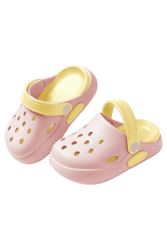 Kids Cute Clogs Color Block Shoes Boys Girls Slides Slipers Indoor Outdoor Child Water Shower Beach Pool Sandals, Pink Size: 2.5-3 Years