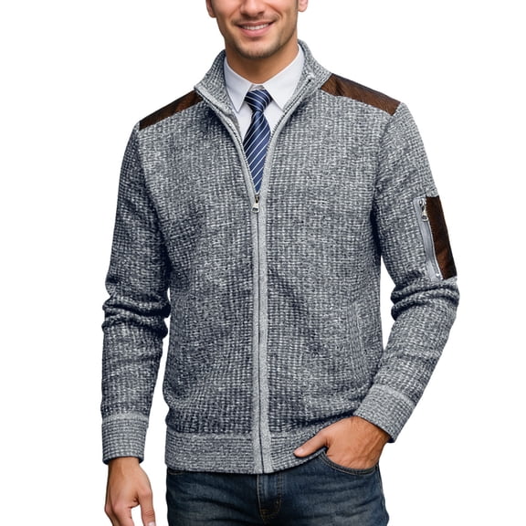 KKBOTIVE Knit Zip Up Sweater Coat for Mens Casual Long Sleeve Cardigan Jacket for Fall Winter Warm Outerwear Men's Fashion, Light Gray Size: S