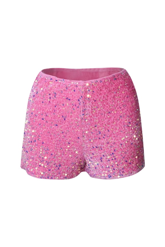 Ladies Fashion Nightclub Performance Stage Hot Shorts, Women's Carnival Festive Sequin Tight Short Pants, Pink Size: M