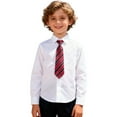thumbnail image 1 of KKBOTIVE Long Sleeve Dress Shirt for Boys Casual Button Down Collared Shirt Kids School Uniform with Tie and Chest Pocket ( Size: 13-14 Years ), 1 of 5
