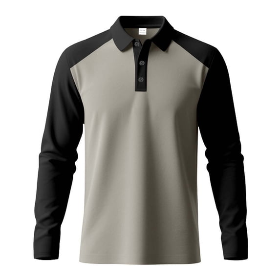 KKBOTIVE Long Sleeve Polo Shirts for Men Casual Collared Polo Shirt Cozy Pullover Fashion Tops for Men Everyday Wear ( Khaki Size: L )