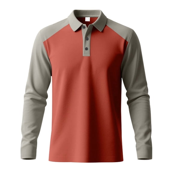 KKBOTIVE Long Sleeve Polo Shirts for Men Casual Collared Polo Shirt Cozy Pullover Fashion Tops for Men Everyday Wear ( Orange Size: S )