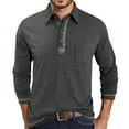 thumbnail image 1 of KKBOTIVE Long Sleeve Shirts for Men Casual Collared Polo Shirt Cozy Pullover Men's Fashion Tops for Daily Wear ( Dark Gray Size: XXXL ), 1 of 8