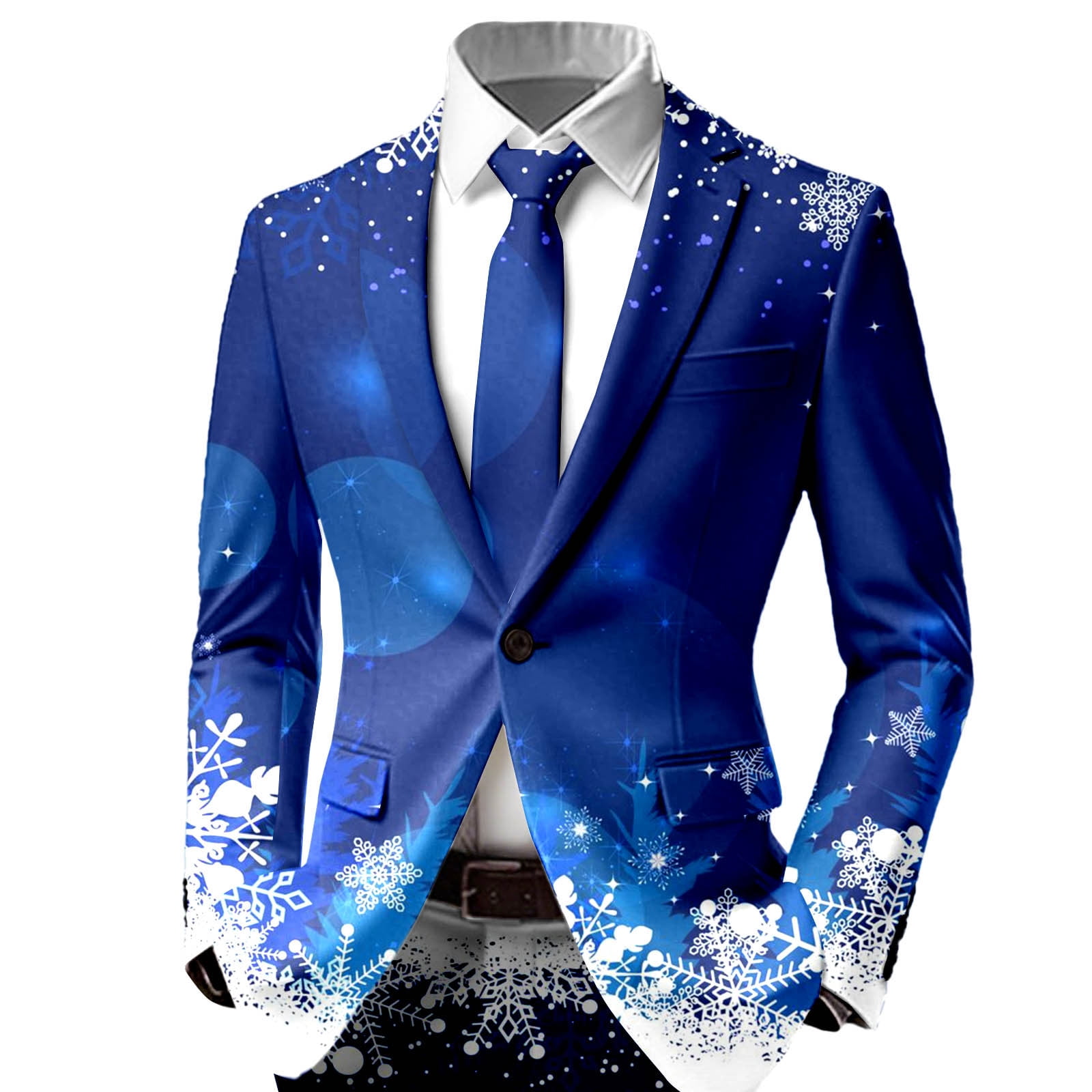 One Button Men Christmas Suit Jacket Blazer Xmas Santa Party Coat