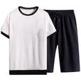 thumbnail image 1 of KKBOTIVE Men's Outfit Set Button Down Collared Short Sleeve T-Shirt & Shorts Set Adults 2 Piece Summer Suits, White Size: XXXXL, 1 of 4