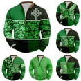 thumbnail image 1 of KKBOTIVE Men's St Patrick's Day 3D Print Sweatshirt Casual Quarter Zip Pullover Crew Neck Top for Mens Daily Festive Wear, Green Size: M, 1 of 4