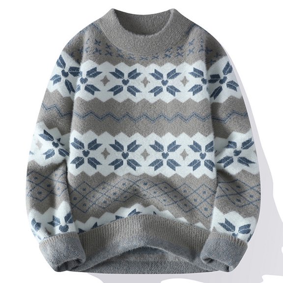 KKBOTIVE Men's Sweater Coat Cardigan Fashion Graphic Loose Casual Sweaters Shirt for Fall Winter Outerwear ( Grey Size: L )