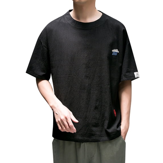 KKBOTIVE Men's T-Shirt Crewneck Pure Solid Tees Workout Running Shirts Comfort Soft Tops Men's Fashion Summer Clothes, Black Size: XXXXL