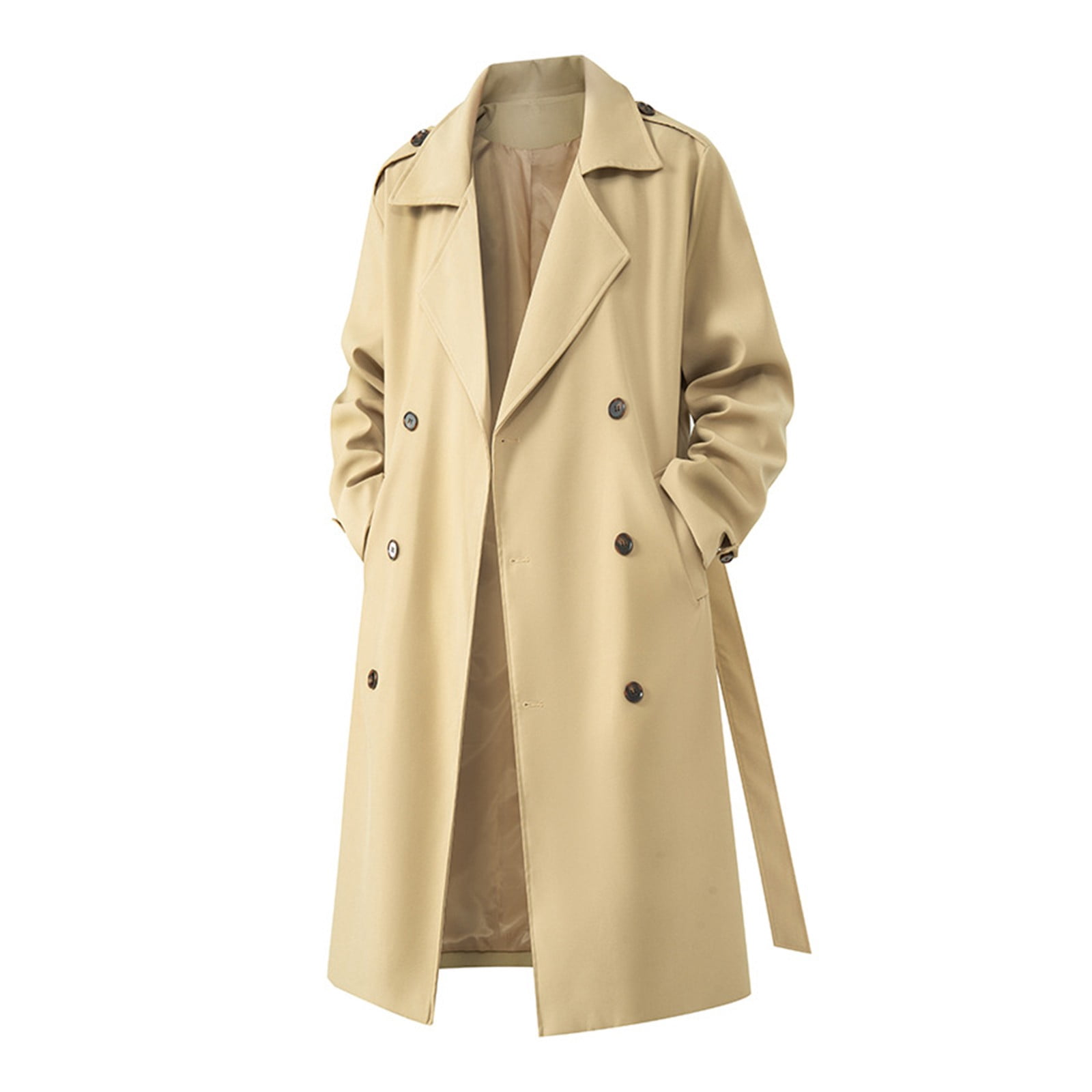 KKBOTIVE Men's Trench Coat Slim fit Double Breasted Belted