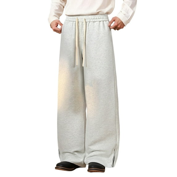 KKBOTIVE Mens Baggy Sweatpants Stylish Straight Leg Pants Stretchable Track Bottoms Casual Pants with Pockets Mens Daily Wear White Size: XXL