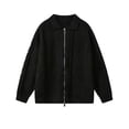 thumbnail image 1 of KKBOTIVE Mens Cardigan Sweaters Casual Zip Up Textured Sweater Winter Warm Outerwear Men's Fashion ( Black Size: XXXL ), 1 of 2