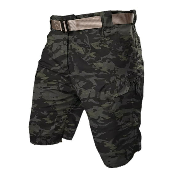 KKBOTIVE Mens Cargo Shorts Elastic Waistband Drawstring Fashion Shorts Loose Fit Breathable Fabric Summer Outdoor Casual Shorts ( Black Size: S )