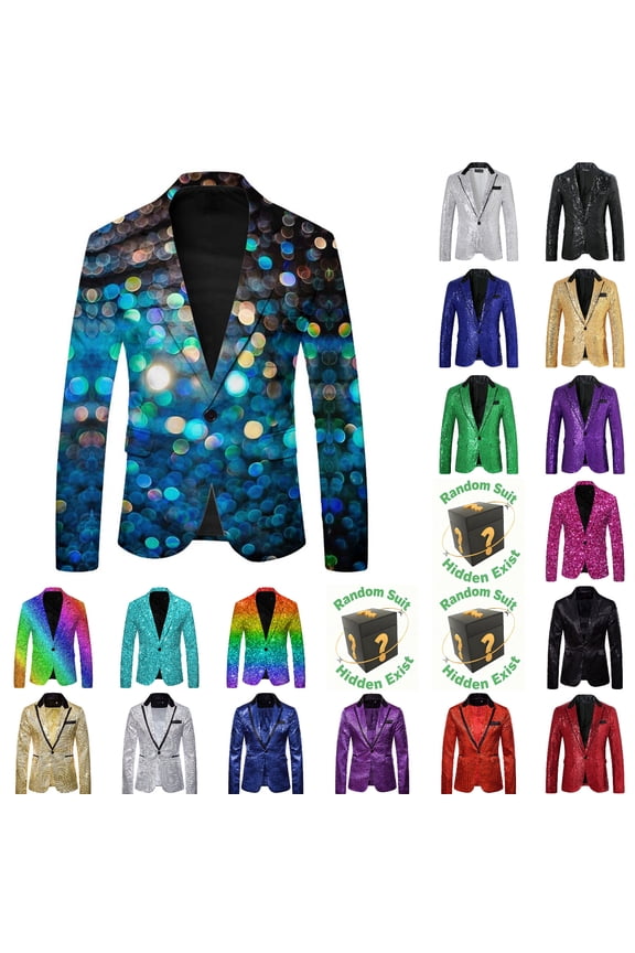 Mens Carnival Blazers - Christmas Suit 2025 Novelty Funny Graphic Xmas Sport Coat Slim Fit Printed Jacket Holiday Party Wear Silver Size: XXL