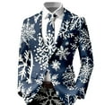 thumbnail image 1 of KKBOTIVE Mens Christmas Suit Jacket Xmas Funny Printed Suits Button Blazers Collared Comfort Party Prom Jackets Mens Fall Winter Outerwear Dark Blue-1 Size: S, 1 of 3