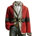 thumbnail image 1 of KKBOTIVE Mens Christmas Suit Retro Corduroy Lightweight Xmas Printed Blazers Casual One Button Holiday Party Fit Jacket with Pockets Red Size: XXXXL, 1 of 3
