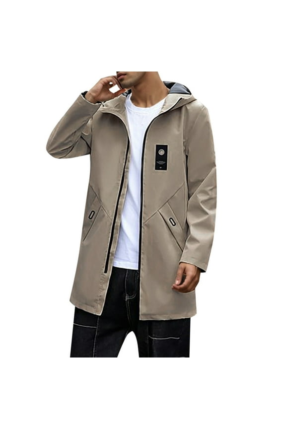 KKBOTIVE Mens Fall Winter Jacket Coat Oversized Notched Collar Long Jackets Overcoat Oversized Casual Windbreaker Peacoat with Pockets Gold Size: L