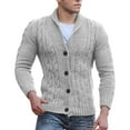 thumbnail image 1 of KKBOTIVE Mens Knit Cardigan Sweaters Shawl Collared Casual Button Down Long Sleeve Sweater Men's Fashion Fall Winter Outerwear Grey Size: S, 1 of 9