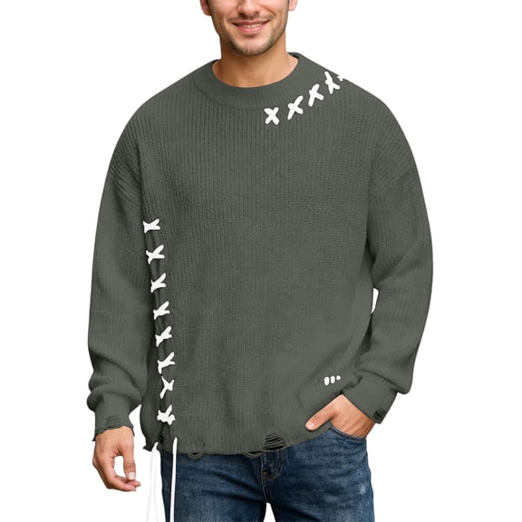 KKBOTIVE Mens Knit Sweaters Fashion Solid Color Sweater Coat Casual Long Sleeve Pullover for Fall Winter Men's Outerwear ( Grey Size: M )