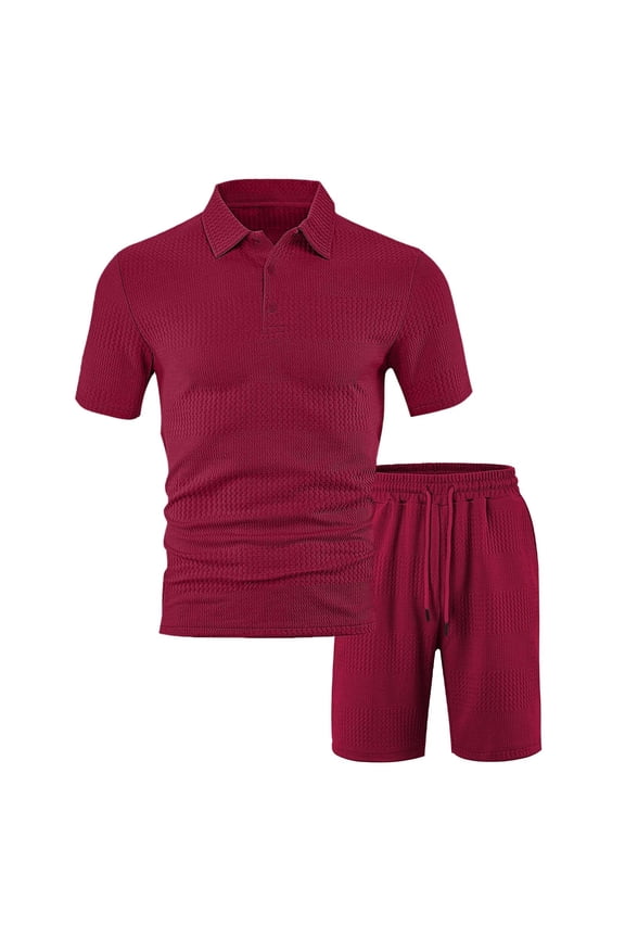 Mens Outfit 2 Piece Set Solid Color Round Neck Short Sleeved T Shirt Set Mens Summer 2 Piece Suits, Size: XL
