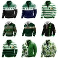 thumbnail image 1 of KKBOTIVE Mens St Patricks Day Sweatshirt Shamrock Irish Printed Shirt Quarter Zip Stand Collar Pullover Sweater Men's Fashion, White Size: XXL, 1 of 4