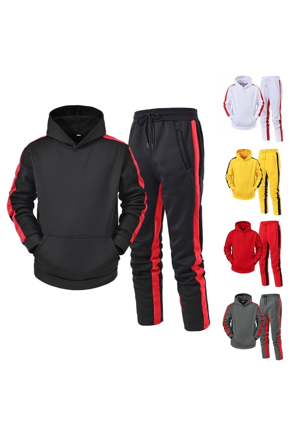Mens Sweatsuits 2 Piece Set Cotton Tracksuit Hoodies and Sweapants Sets with Pockets Jogging Suit Plus Size Sweat Suits, White, Size M