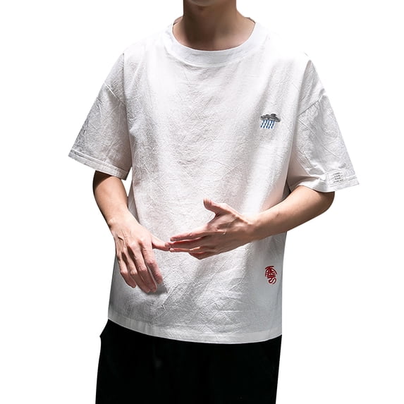 KKBOTIVE Mens T-Shirt Casual Crew Neck Solid Color Sports Tee Soft Cozy Top Adult's Fashion Wear, White Size: XL