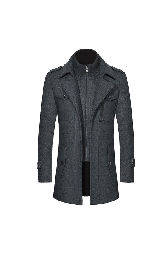 Mens Trench Coat Double Trench Coat Casual Overcoat Fall Winter Warm Peacoat Men's Fashion Grey Size: XXXXXXL