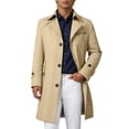 thumbnail image 1 of KKBOTIVE Mens Trench Coat One Slim Fit Mid Long Jackets Casual Fall Windbreaker Overcoat Men's Fashion Khaki1 Size: M, 1 of 6