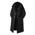 thumbnail image 1 of KKBOTIVE Mens Trench Coat Single Oversized Wool Blend Overcoat Notched Lapel Belt Hooded Trench Jacket Fall Windproof Coat Business Clothes, 1 of 7