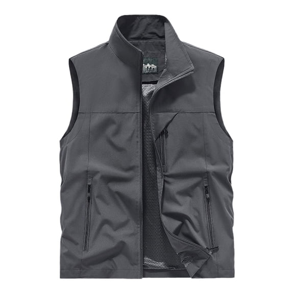 KKBOTIVE Mens Vests Outerwear Windproof Lightweight Softshell Vests Sports Sleeveless Jacket for Golf Hiking Fishing Running Grey XXXXXXL