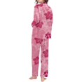 thumbnail image 1 of KKBOTIVE Pajamas for Women Set - Womens Pajamas Long Pants Sleepwear Sets Soft Comfy Night Wear V Neck Loungewear Cute Pajama Wear ( Pink-2 Size: L ), 1 of 5