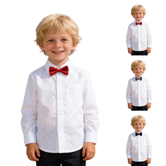 KKBOTIVE Shirts for Girls Boys with Tie Kids Button Down Formal School Uniform Performance Long Sleeve Z01 Black 6-7 Years