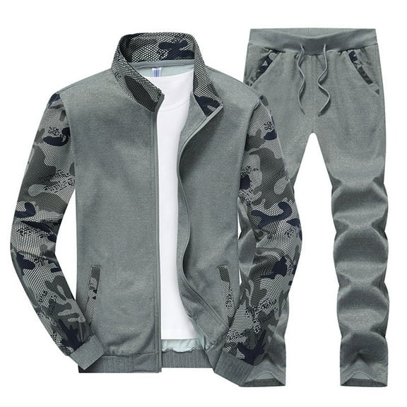 KKBOTIVE Sweatsuit for Men Casual Zipper Jacket and Sweatpants 2Pc Sets Fall Winter Tracksuit for Men's Fashion Dark Gray Size: M