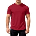 thumbnail image 1 of KKBOTIVE T Shirt for Men Crewneck Pure Solid Tees Workout Running Shirts Soft Cozy Top for Adult's Daily Summer Work Wear, Red Size: XL, 1 of 5