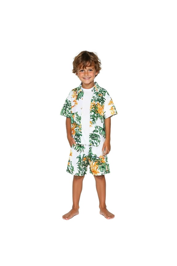 Toddler Boy Sets 3t Color Block Crew Neck Short Sleeve Shirt and Shorts Boys Summer 2 Piece Sets, White Size: 3-4 Years