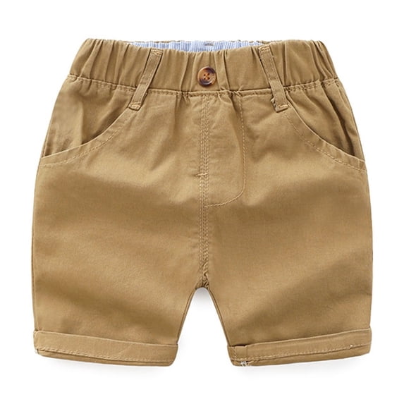 KKBOTIVE Toddler Boys Shorts, Casual Cozy Elastic Waist Summer Short Pants for Kids Daily Wear ( Khaki Size: 4-5 Years )
