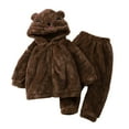 thumbnail image 1 of KKBOTIVE Toddler Girls Boys Winter Cute Bear Design Outfit Zipper Hoodie Jacket and Pant 2Pc Set Kids Cozy Warm Clothes, Brown Size: 6-12 Months, 1 of 3