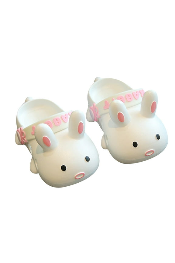 Toddler Girls Clogs Cute Bunny Design Garden Shower Beach Pool Swim on Sandals Slides Child Kids Cute Water Shoes, White Size: 2-2.5 Years