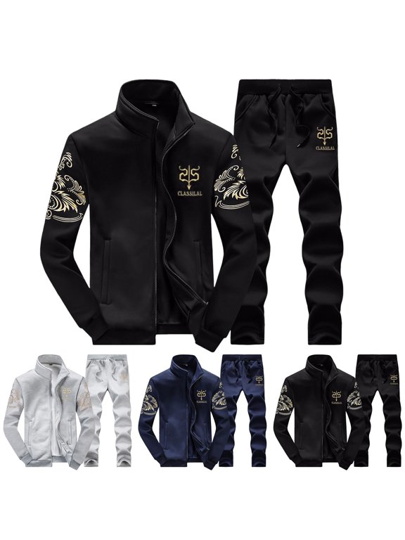 Tracksuit Set for Men Winter Clothes Athletic Sports Casual Full Zip Warm Jogging Sweatsuit Gym Sweat Suits, Grey, Size XXXXL