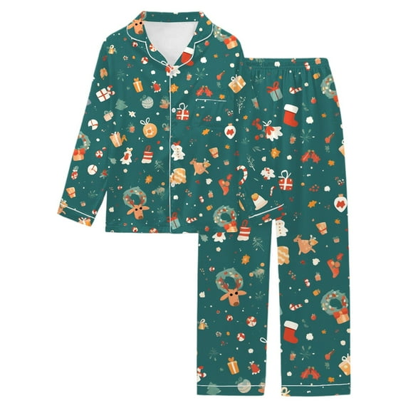 KKBOTIVE Valentine Pajamas Women - Floral Print Pajama Long Sleeve Comfortable Loungewear Sleepwear For Cozy Nights And Relaxing At Home Soft Breathable Fabric ( Dark Green-c Size: L )