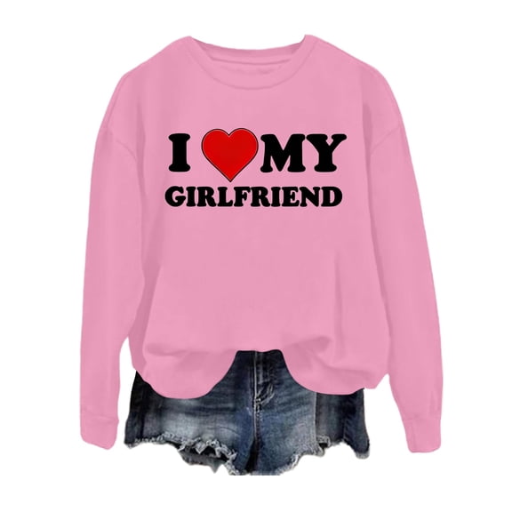 KKBOTIVE Valentine Shirts for Women - Hoodless Crewneck Sweatshirt Long Sleeve Casual Pullover Soft Fashion Top For Daily Comfort And Style ( Pink Size: S )