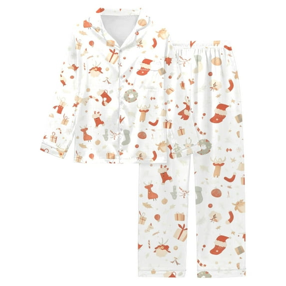 KKBOTIVE Valentine's Day Pajamas Set for Women - Floral Print Pajama Long Sleeve Comfortable Loungewear Sleepwear For Cozy Nights And Relaxing At Home Soft Breathable Fabric ( White-2 Size: S )