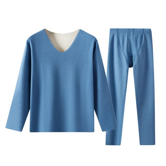 KKBOTIVE Winter Underwear Thermal Men - Mens Long Underwear Bottoms Lightweight Compression Soft Warm Long Johns Cold Weather Wear #01 Blue & Size XXXXL