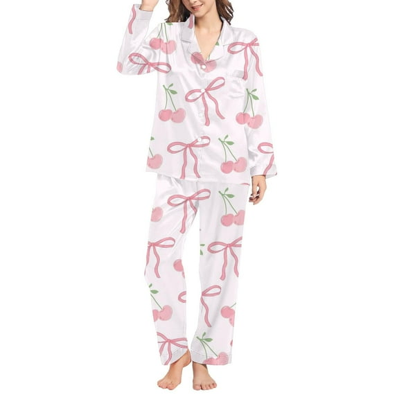 KKBOTIVE Women Festive Bow Pajamas Set -Women Fashion Two Piece Outfits For Women Short Sleeve V Neck Shorts Set ( Pink-6 Size: L )