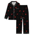 thumbnail image 1 of KKBOTIVE Women Festive Bow Pajamas Set -Women's Valentine's Day Heart Shaped Printed Long Sleeved Pajama Set ( Black-7 Size: S ), 1 of 5