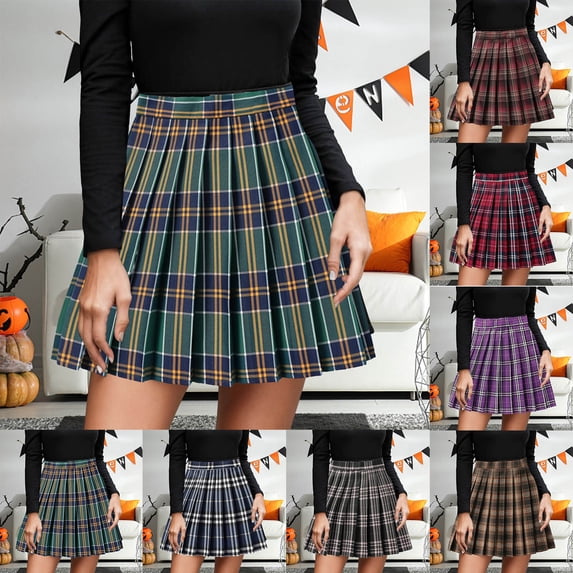 KKBOTIVE Women Girls High Waisted Plaid Pleated Skirts Cozy Soft School Uniform Skirt Women's Fashion, Pink Size: XXXL