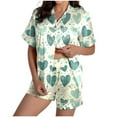 thumbnail image 1 of KKBOTIVE Women's Valentines Pajamas Set Printed Short Sleeve Sleepwear Button Down Pajama Shorts Sets Women's Fashion Daily Loungewear ( Light Green-11 Size: XL ), 1 of 6