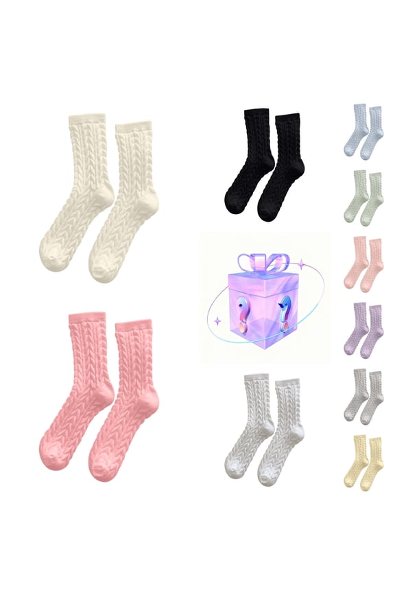 Womens Floor Socks Knit Crew Sock Winter Warm Thermal Sleeping Booties Indoor Home Comfort Socks Daily Footwear, Black One Size