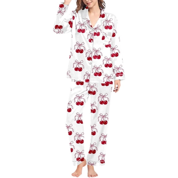 KKBOTIVE Womens Silk Satin Pajamas Set - Womens Pajamas Long Pants Sleepwear Sets Soft Comfy Night Wear V Neck Loungewear Cute Pajama Wear ( Pink-d Size: XL )